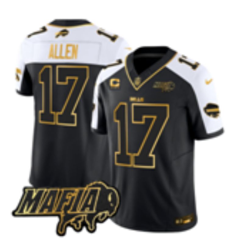 Men 2026 Buffalo Bills #17 Allen black gold three generations Nike Limited NFL Jersey style 008->denver broncos->NFL Jersey